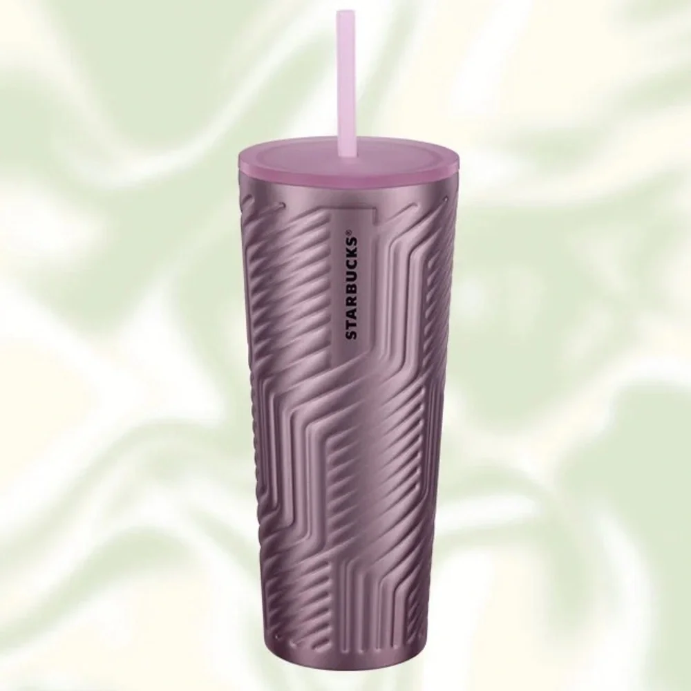 Starbucks Soft Rose Geometric Cold Cup Tumbler Venti (24 oz) Stainless Steel NWT